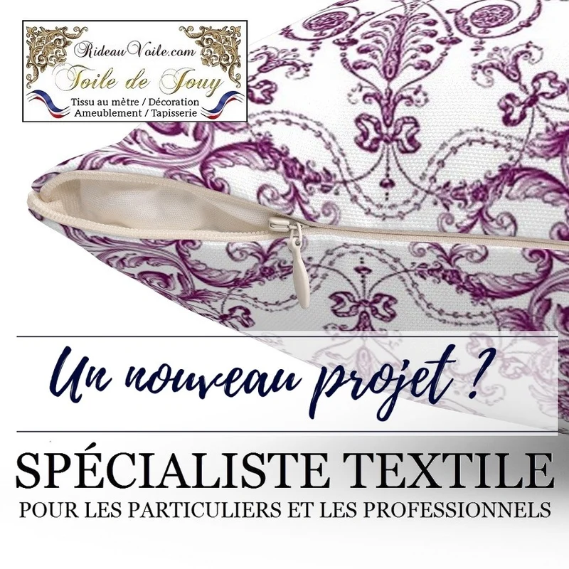 Luxe design Toile de Jouy violet ameublement mètre rideau voilage tapisserie