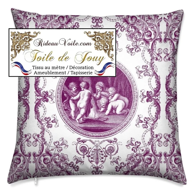 Luxe design Toile de Jouy violet ameublement mètre rideau voilage tapisserie