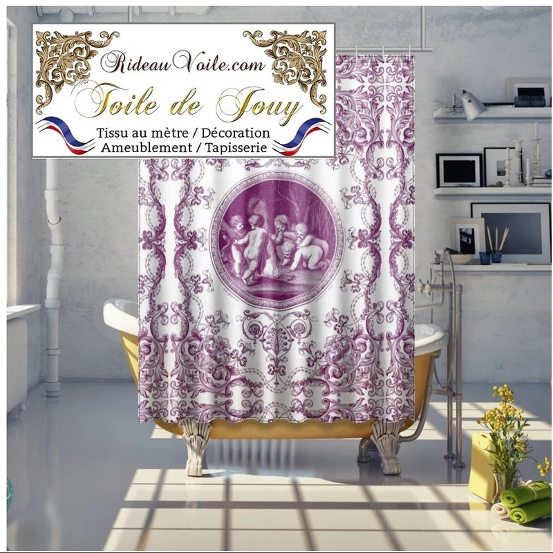 Luxe design Toile de Jouy violet ameublement mètre rideau voilage tapisserie