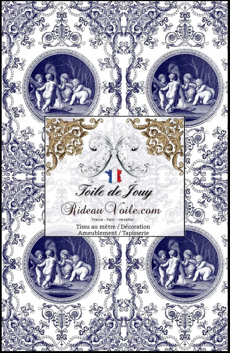 Tissu d'éditeur d'ameublement haute couture Toile de Jouy imprimé Anges mètre
