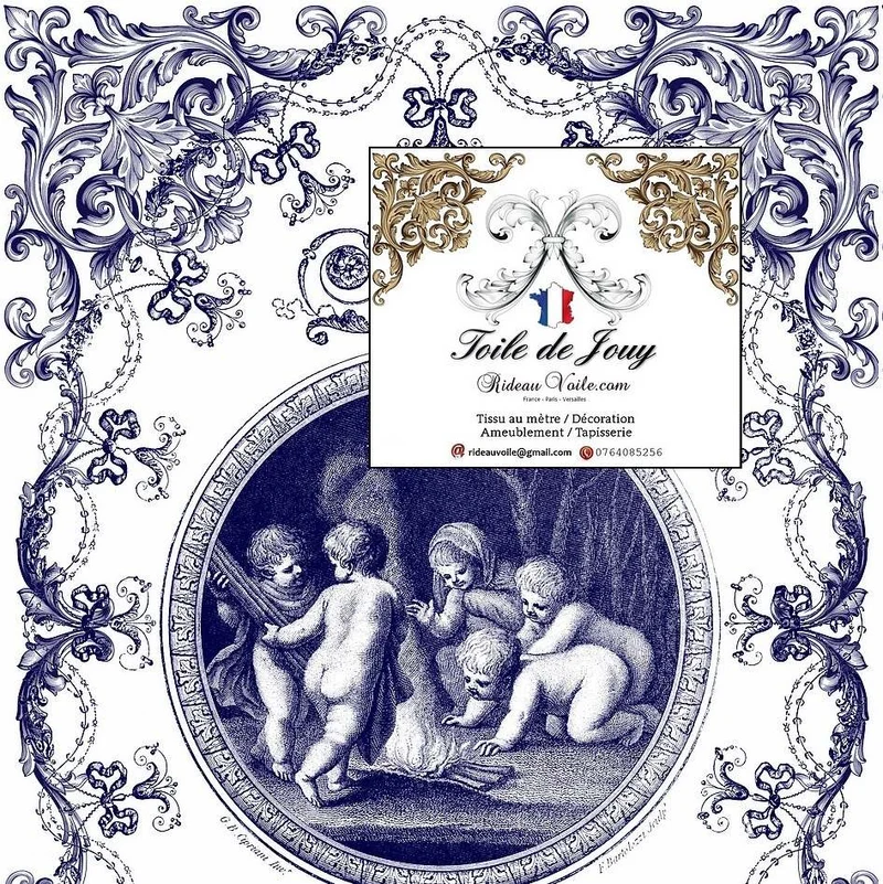 Tissu d'éditeur d'ameublement haute couture Toile de Jouy imprimé Anges mètre