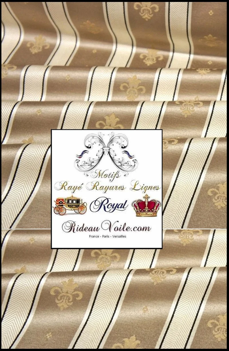 Tissu Jacquard Or mètre motif Fleur de Lys Empire Baroque rayures rideau
