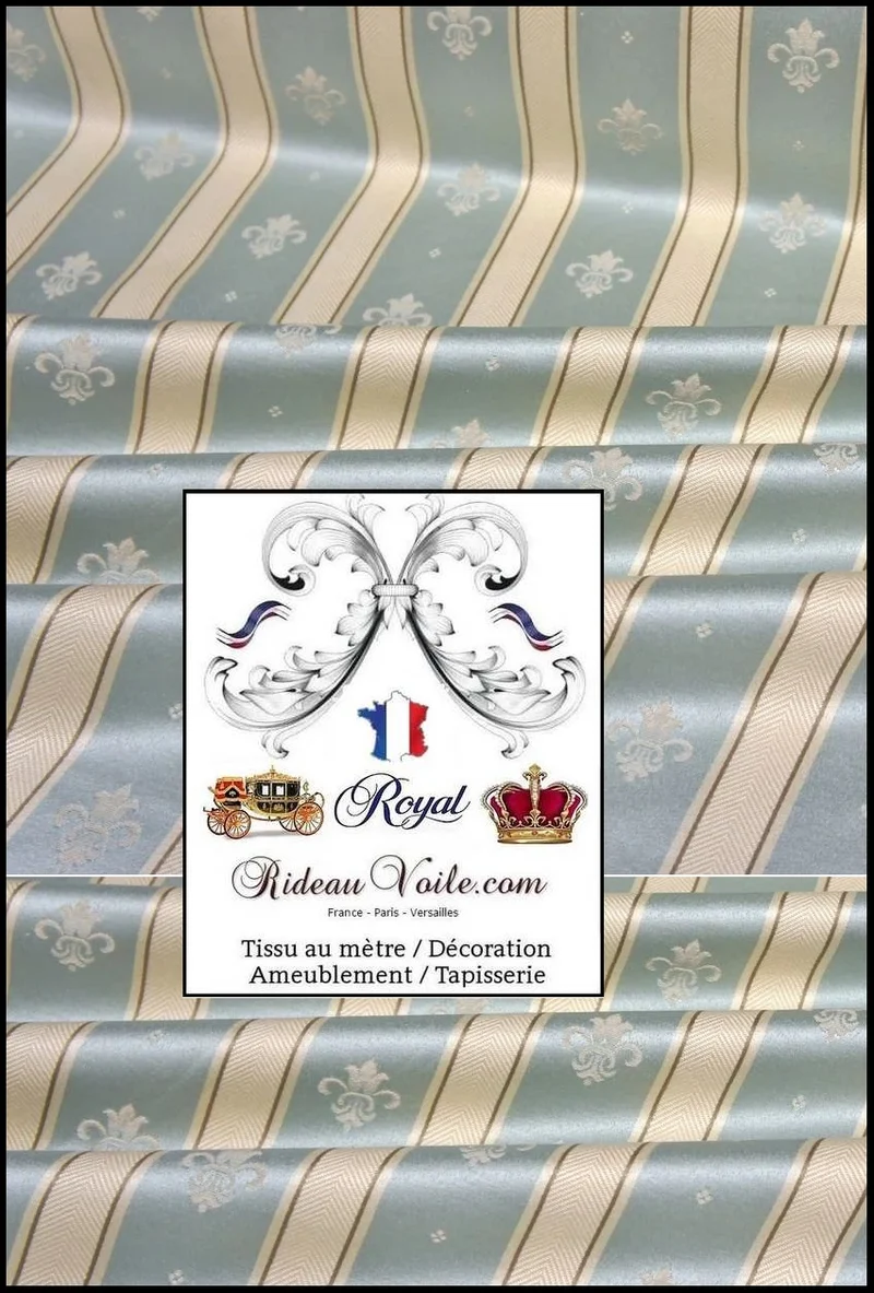 Tissu ameublement mètre motif rayé Empire Baroque Renaissance rayures Or rideau