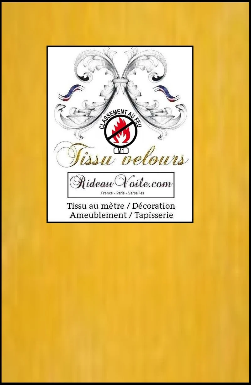 Tissu ameublement velours jaune rideau tapisserie décoration ignifuge M1 mètre