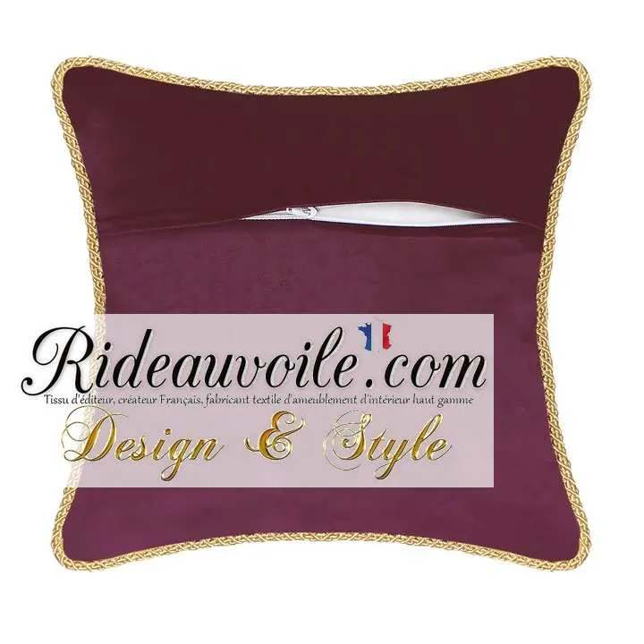 Housses Coussin d'intérieur velours rouge & broderie motif Abeilles galon Or accessoires