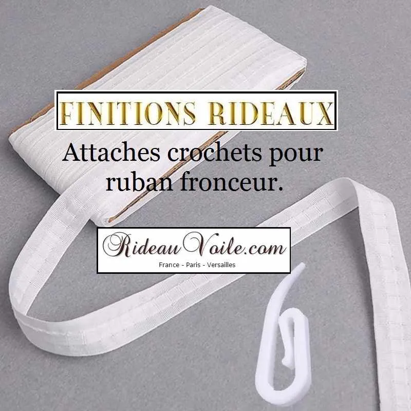 Finition ruflette ruban fronceur blanc rideau de douche accessoires crochets