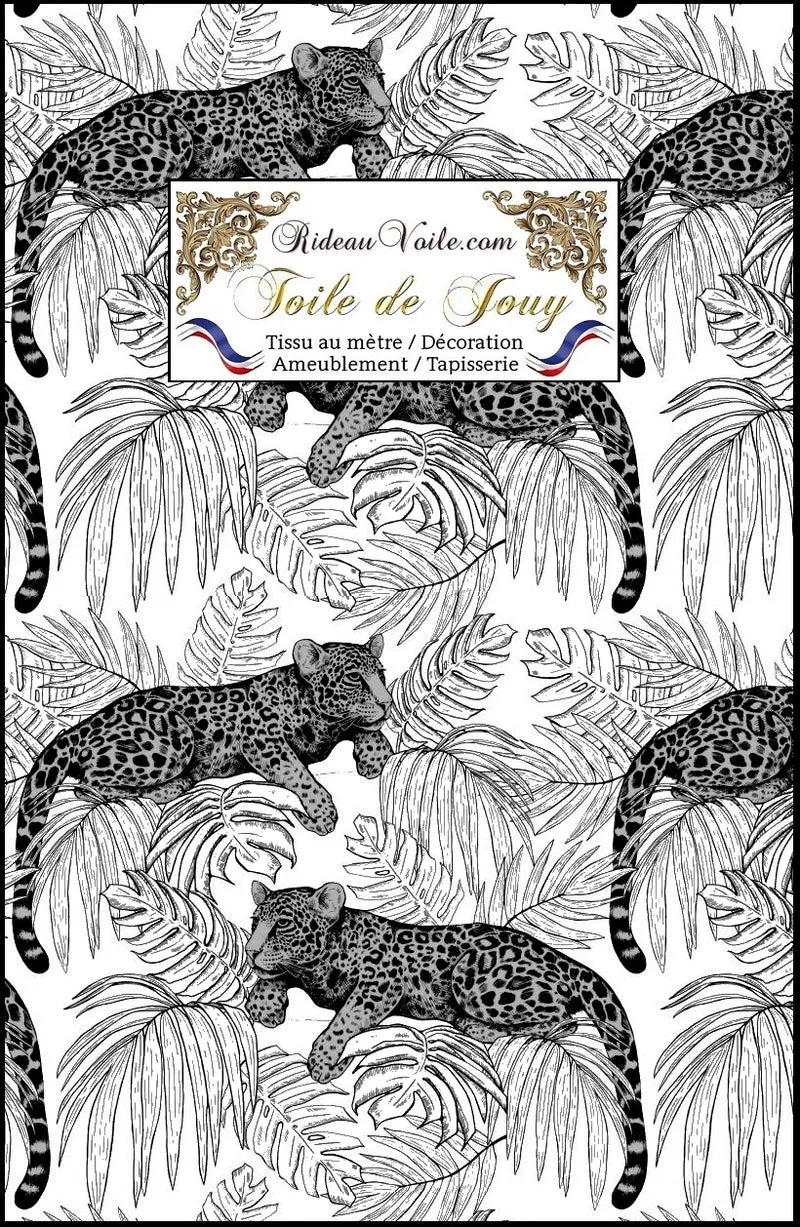 Toile de Jouy textile d'art décoratif style tropicale jungle mètre rideau voilage