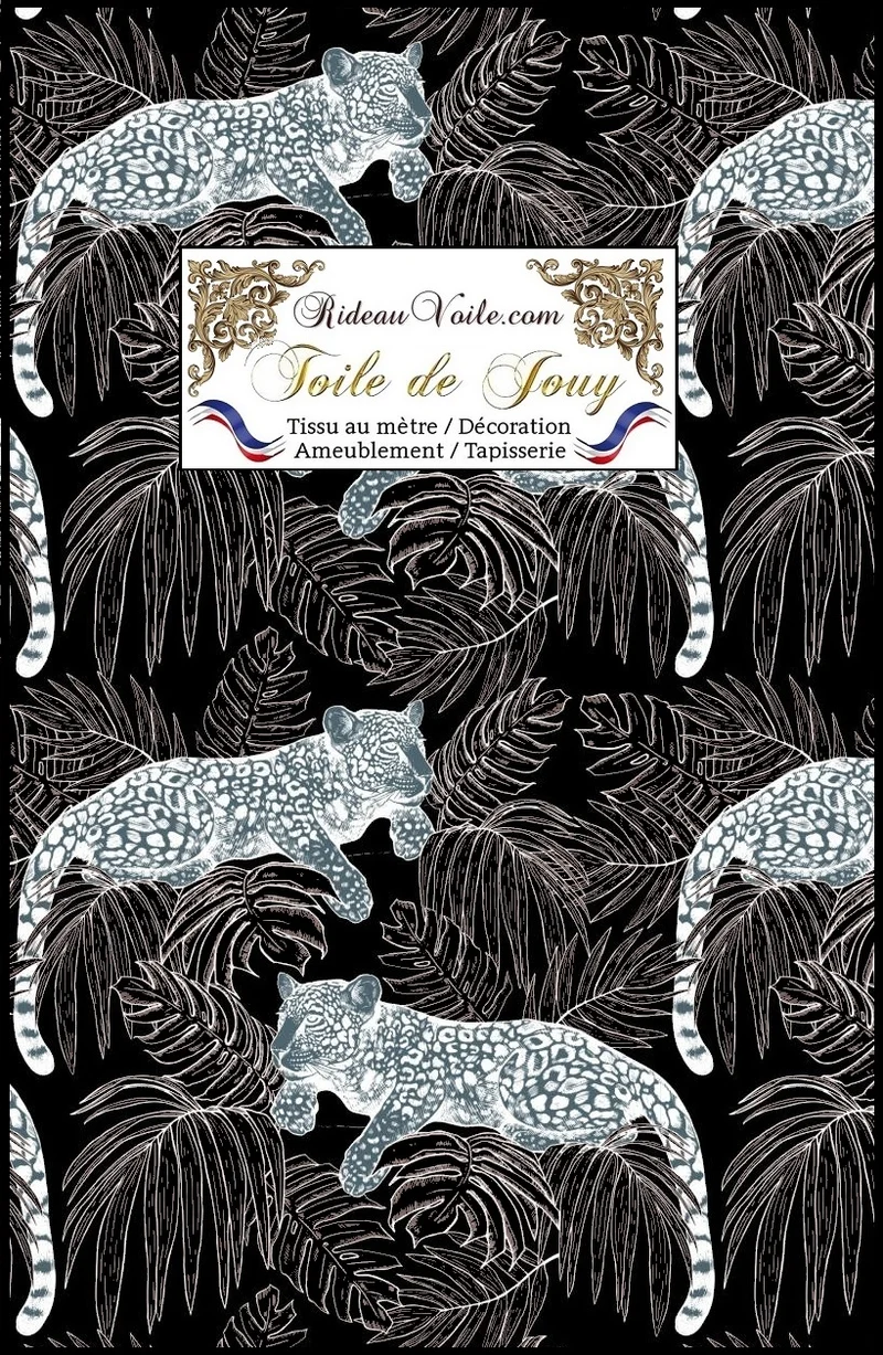 Toile de jouy tissu ameublement Tropical Jungle guépard blanc mètre rideau voilage