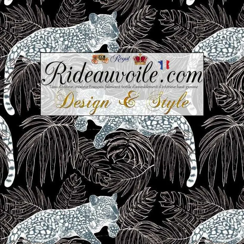 Toile de jouy tissu ameublement Tropical Jungle guépard blanc mètre rideau voilage