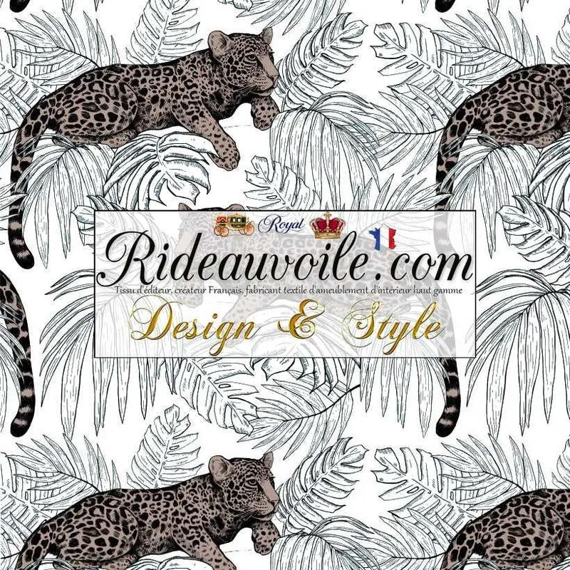 Toile de Jouy tissu ameublement Afrique Jungle guépard mètre rideau voilage