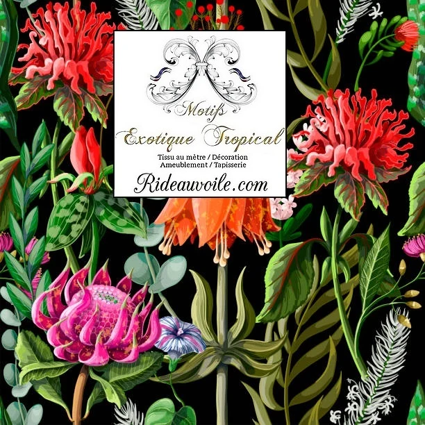 Tissu ameublement imprimé Tropical jungle exotique mètre rideau travaux rénovation intérieur