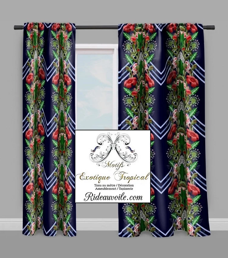 Tissu ameublement imprimé Tropical exotique mètre rideau voilage