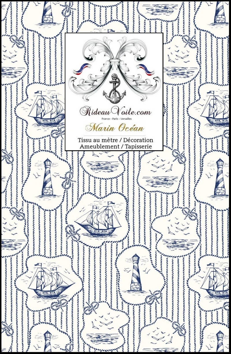 Décoration d'intérieur haut gamme rayures style marin mètre imprimé bateau phare