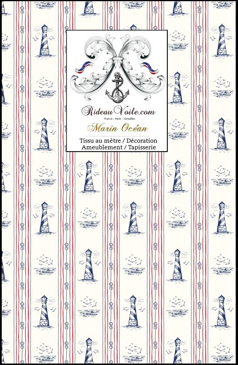 Textile éditeur France intérieure motif rayures style marin mètre imprimé bateau phare
