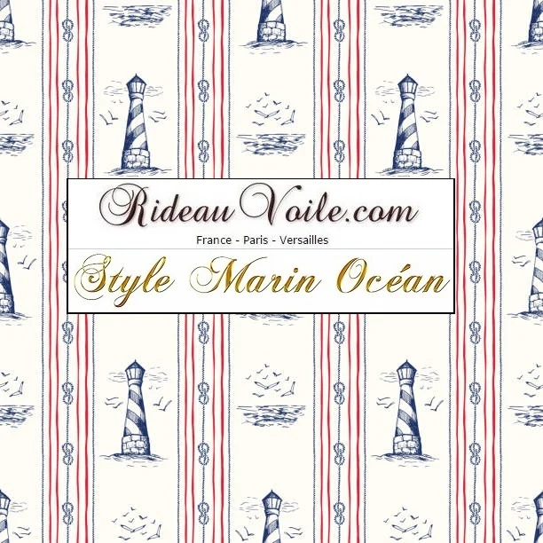 Textile éditeur France intérieure motif rayures style marin mètre imprimé bateau phare