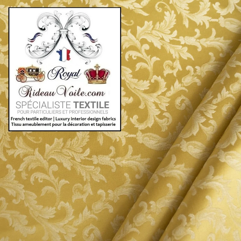 Tissu style Empire ameublement au mètre grande largeur Jacquard Or Baroque rideau