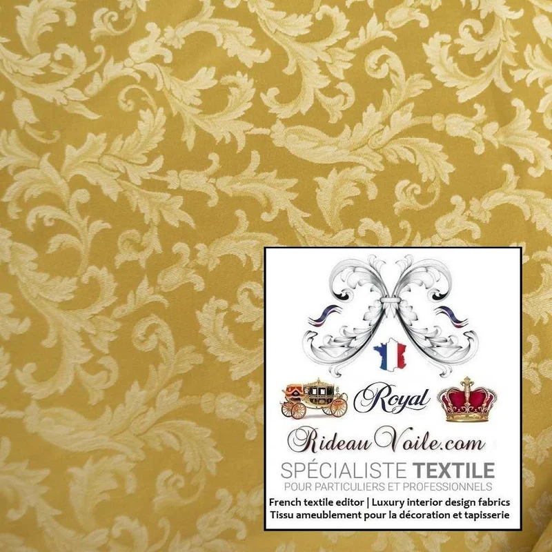 Tissu style Empire ameublement au mètre grande largeur Jacquard Or Baroque rideau