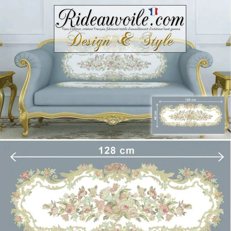 Tissu canapé brodé Velours style broderie Tapisserie Antique Aubusson française
