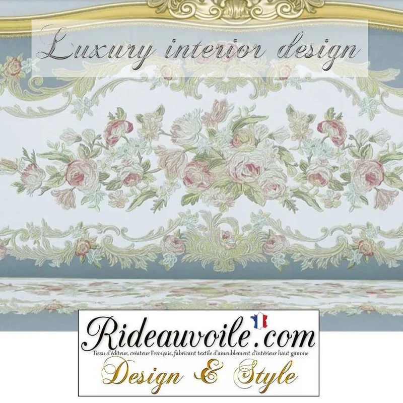 Tissu canapé brodé Velours style broderie Tapisserie Antique Aubusson française
