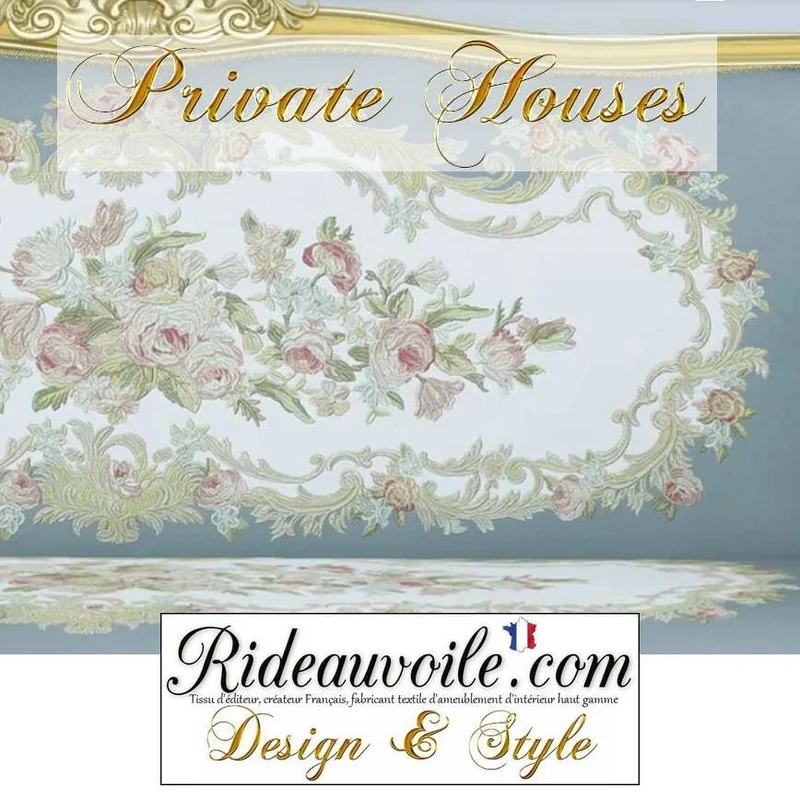 Tissu canapé brodé Velours style broderie Tapisserie Antique Aubusson française