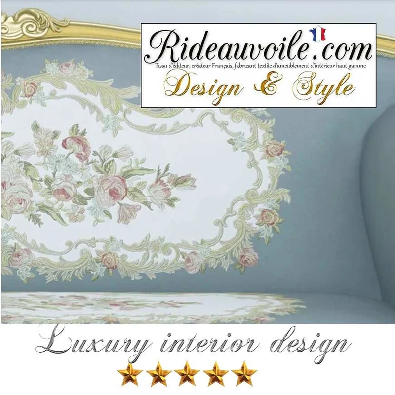 Tissu canapé brodé Velours style broderie Tapisserie Antique Aubusson française