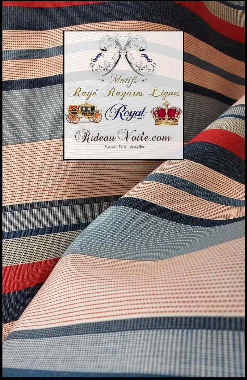 Toile rayures Téflon U.V intérieur Extérieure XXL mètre Grande largeur déperlant rideau