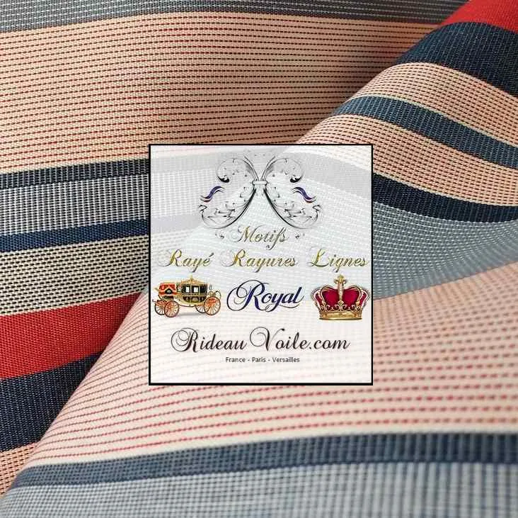 Toile rayures Téflon U.V intérieur Extérieure XXL mètre Grande largeur déperlant rideau
