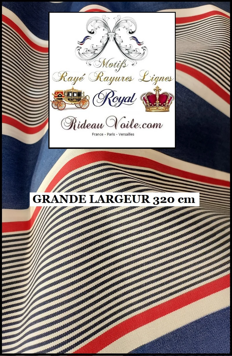 Toile rayures d'ameublement déperlant Téflon U.V extérieur intérieur mètre