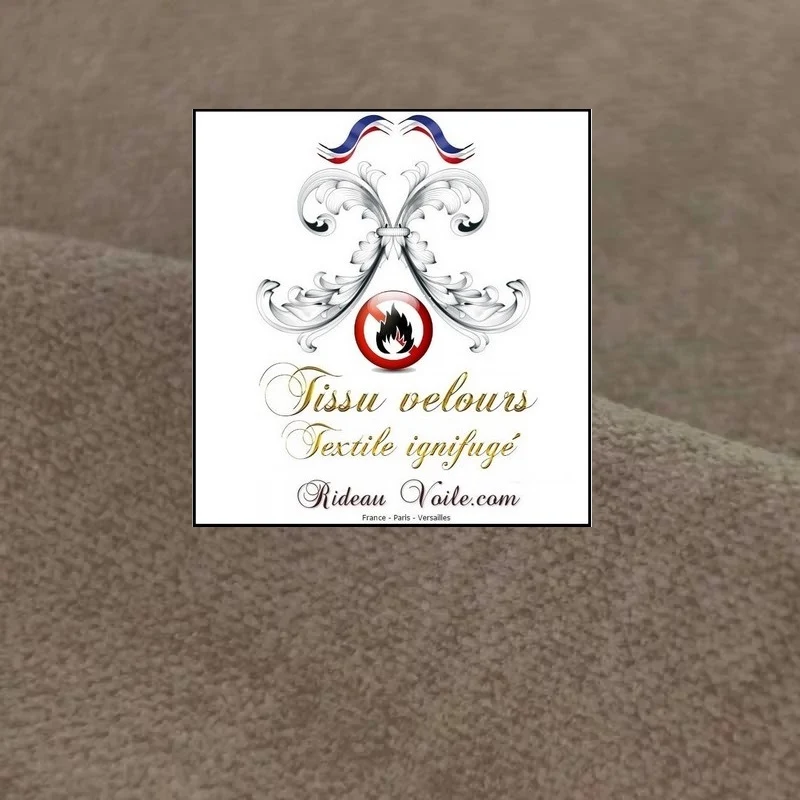 Tissu ameublement velours double face ignifugé couleur daim mètre rideau