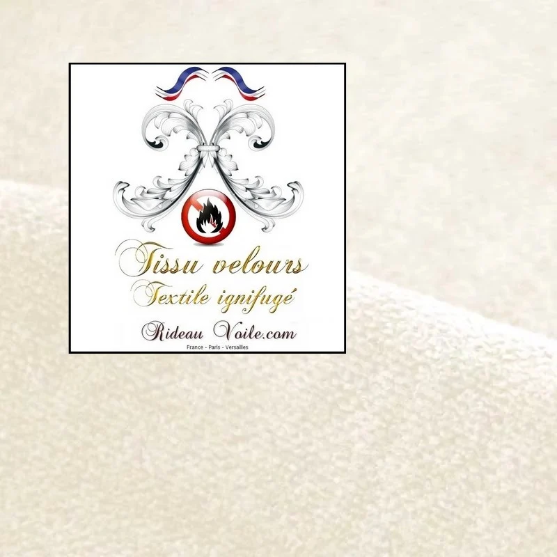 Tissu non-feu velours double face blanc ivoire au mètre rideau occultant