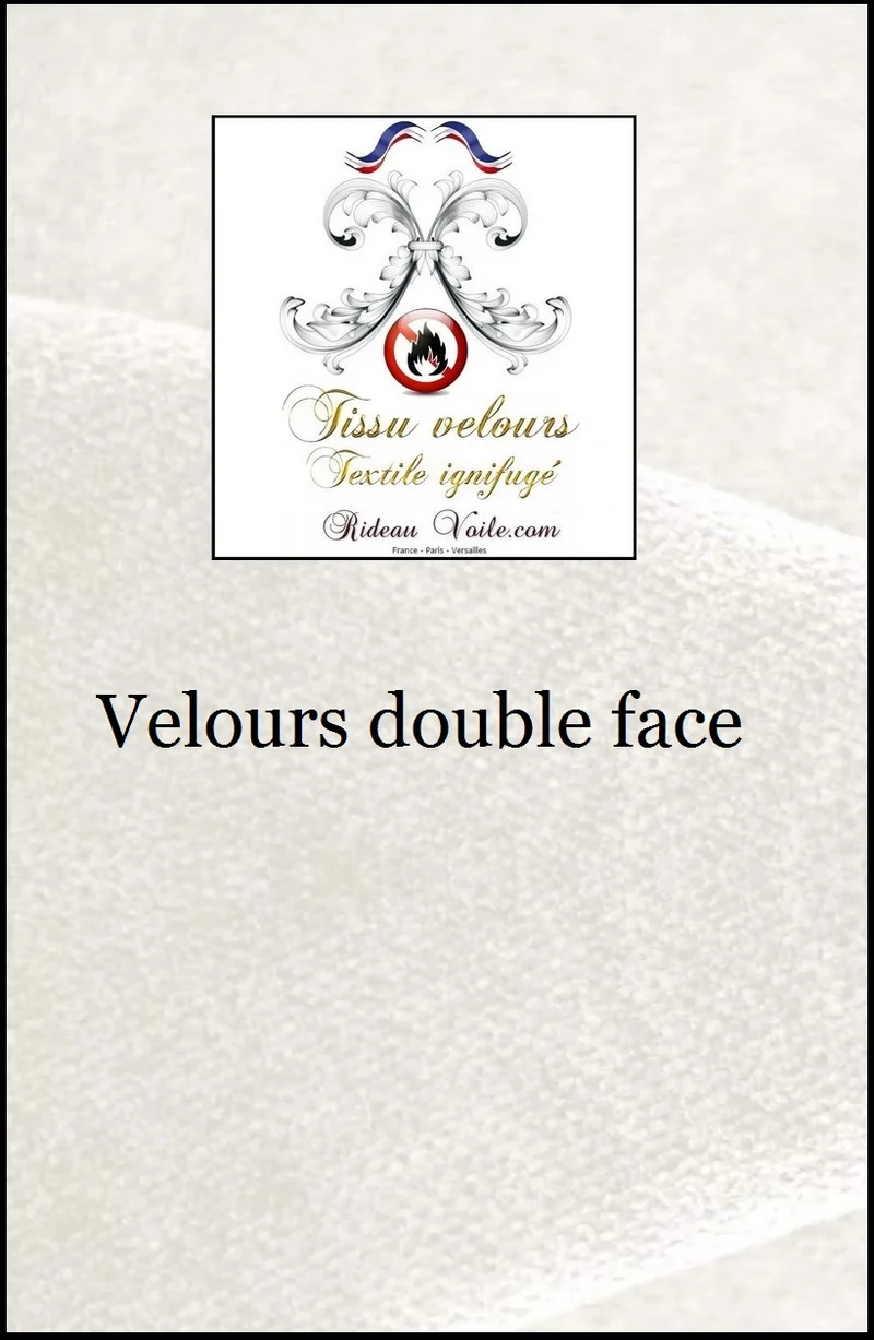 Tissu non-feu velours double face blanc au mètre rideau occultant Paris society