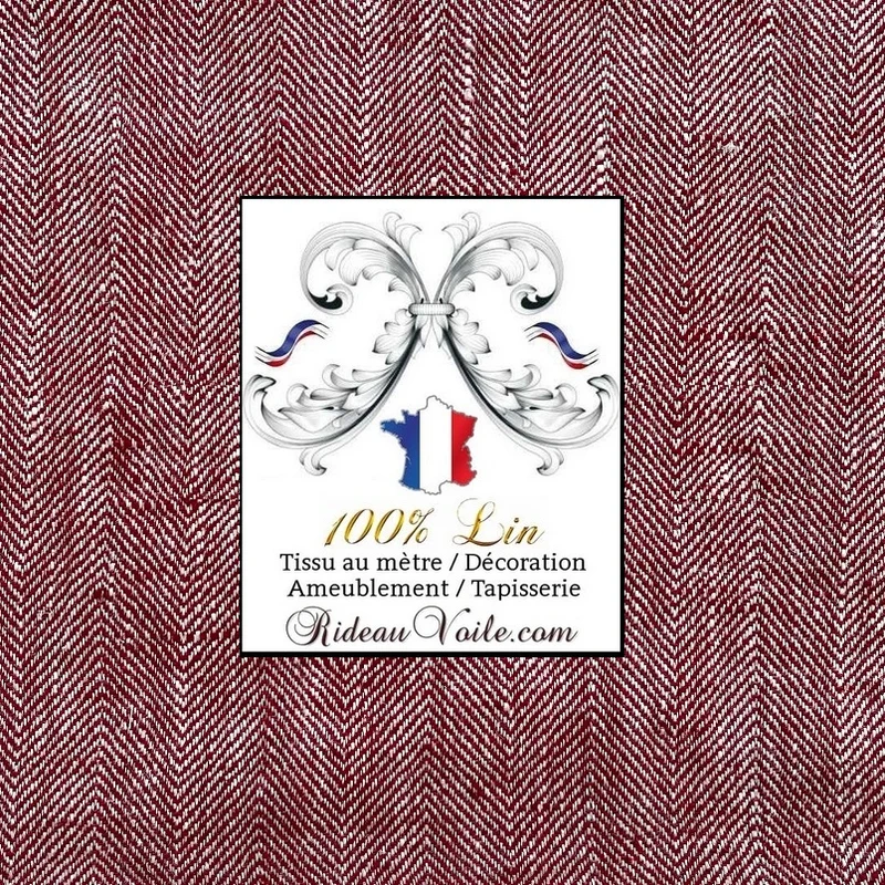 Boutique Lin Tissu ameublement motif Chevron rouge blanc au mètre rideau