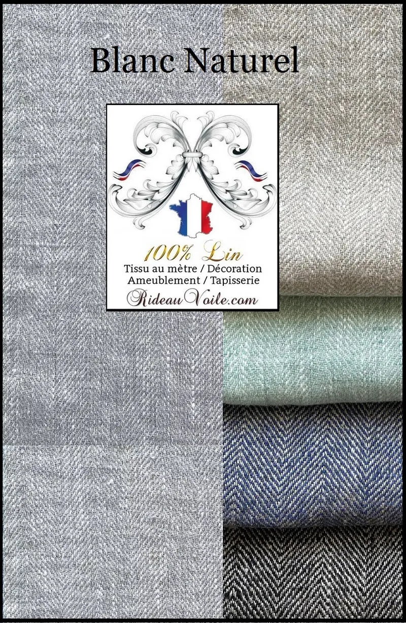 Lin Tissu ameublement motif Chevron au mètre rideau naturel blanc gris