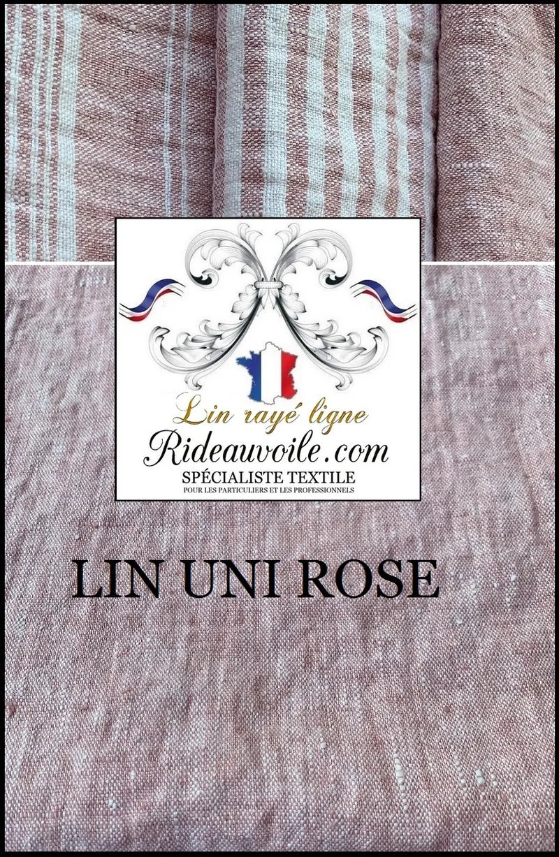 Boutique Textile Lin Tissu ameublement uni rose layette blanc mètre rideau