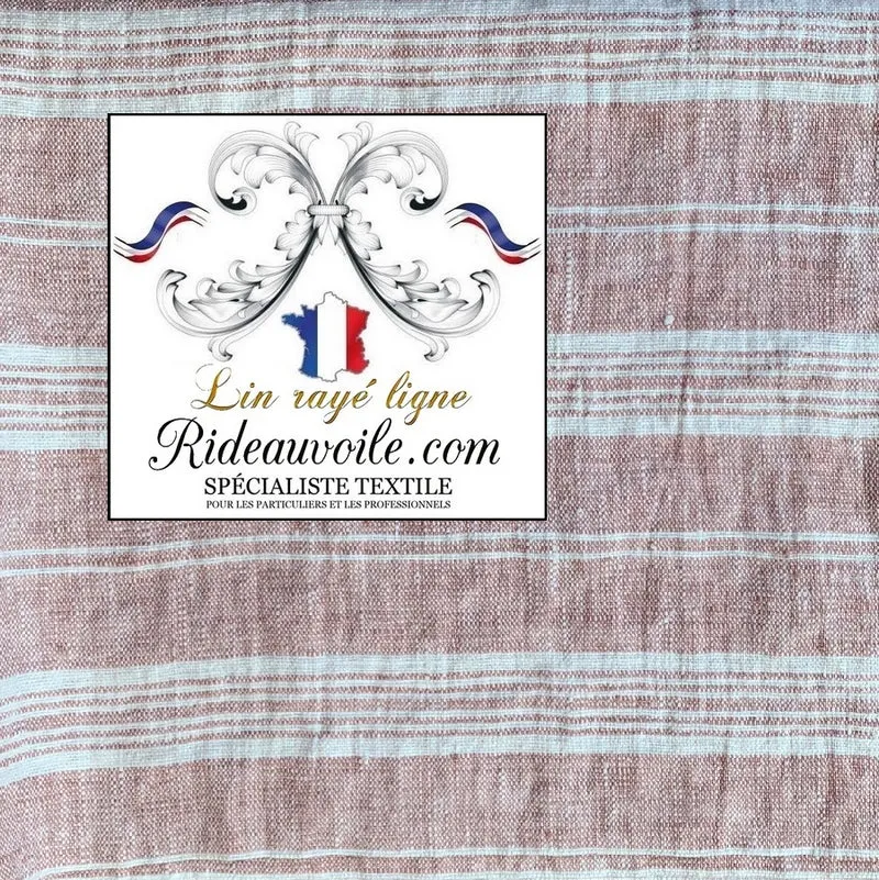 Matière Lin Tissu ameublement rayures rayé rose layette blanc mètre rideau