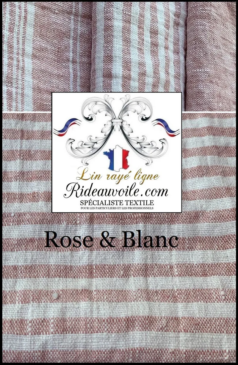 Boutique Lin Tissu ameublement rayures rayé rose blanc mètre rideau