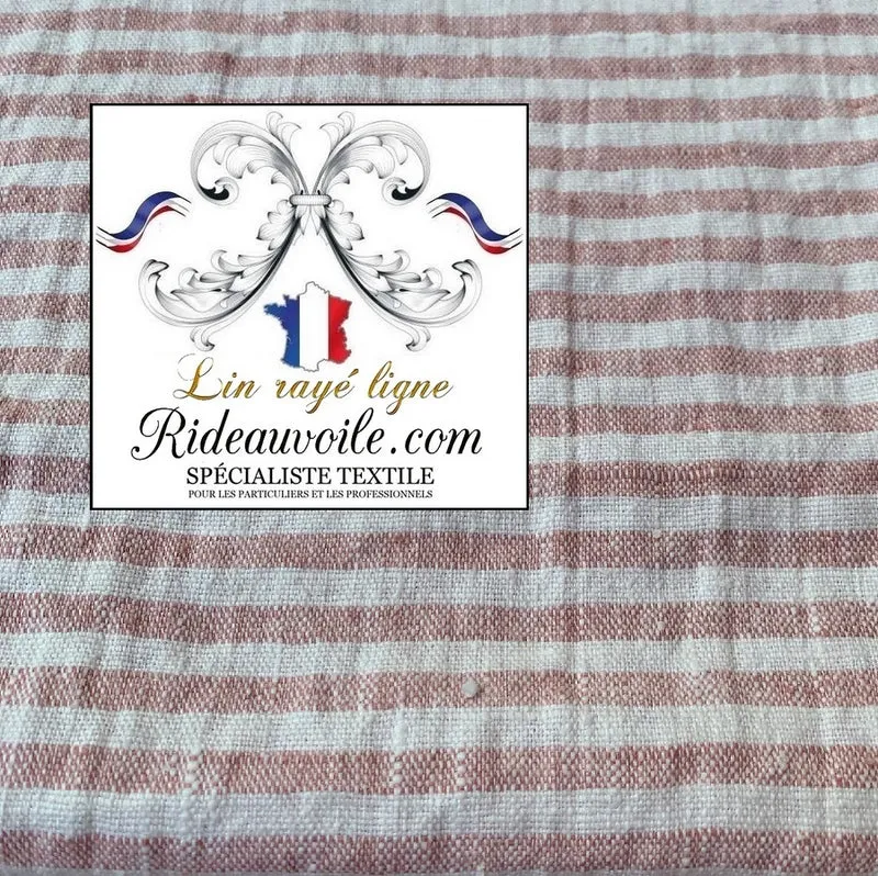 Boutique Lin Tissu ameublement rayures rayé rose blanc mètre rideau