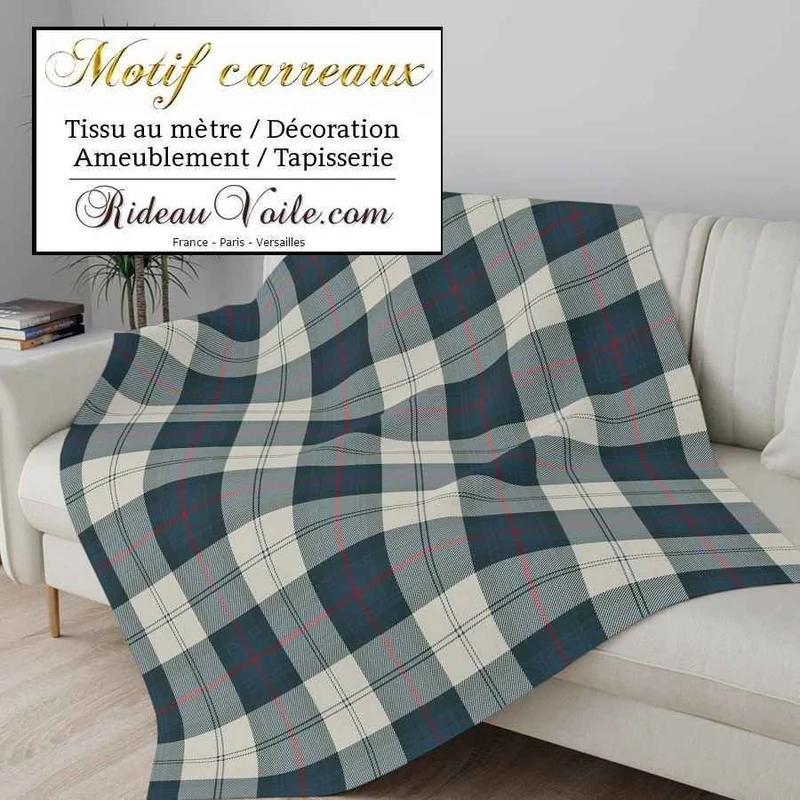Lin Cosy Maison Boutique Déco Chalet Mobilier Montagne carreaux tartan bleu