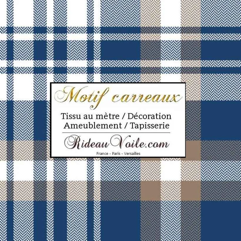 Toile Lin Inspiration tissus chalet style montagne chic carreaux bleu tartan