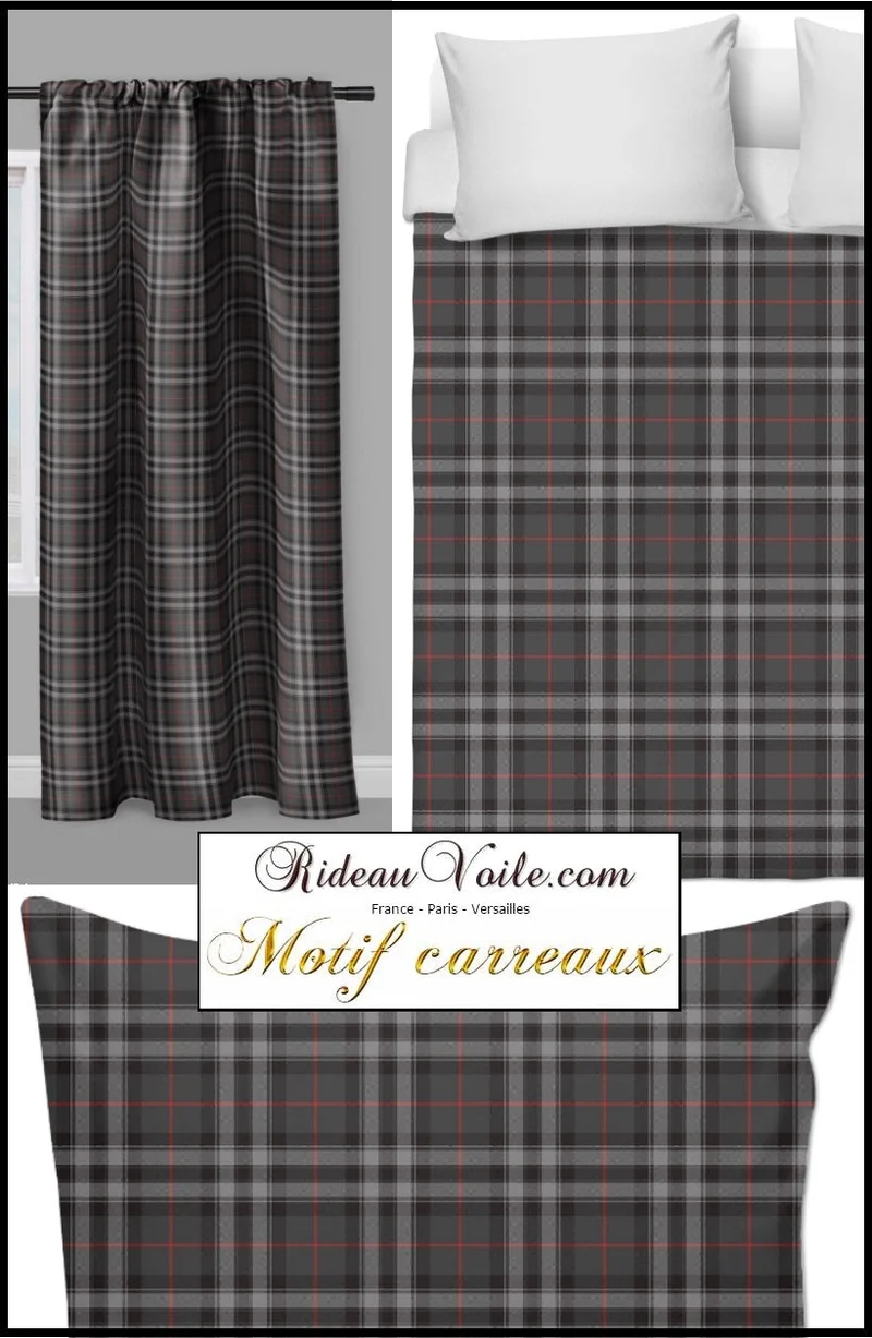 Tissu lin coton imprimé motif écossais tartan carreaux mètre rideau sur mesure