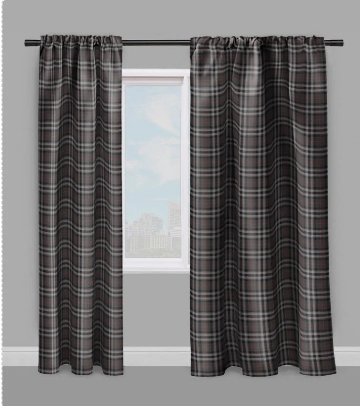 Tissu lin coton imprimé motif écossais tartan carreaux mètre rideau sur mesure