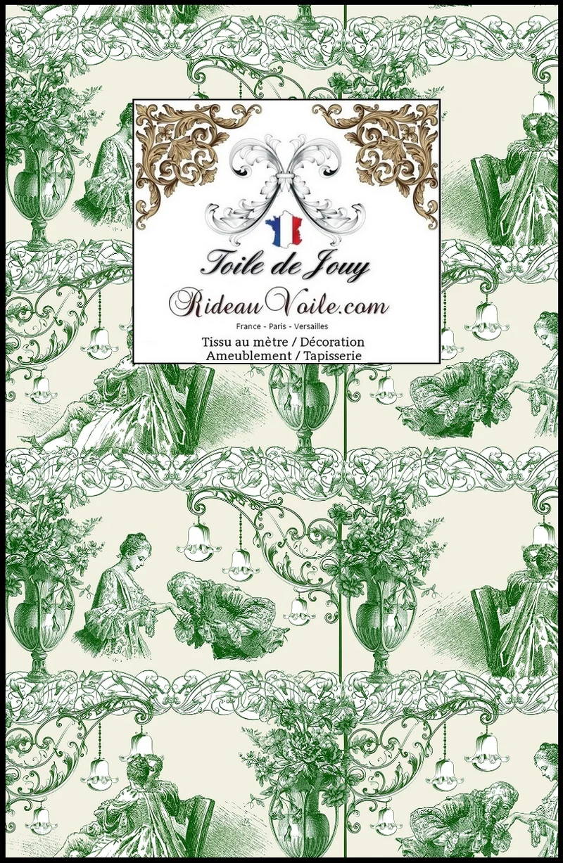 Tissu imprimé couture Toile De Jouy ameublement mètre rideau voilage