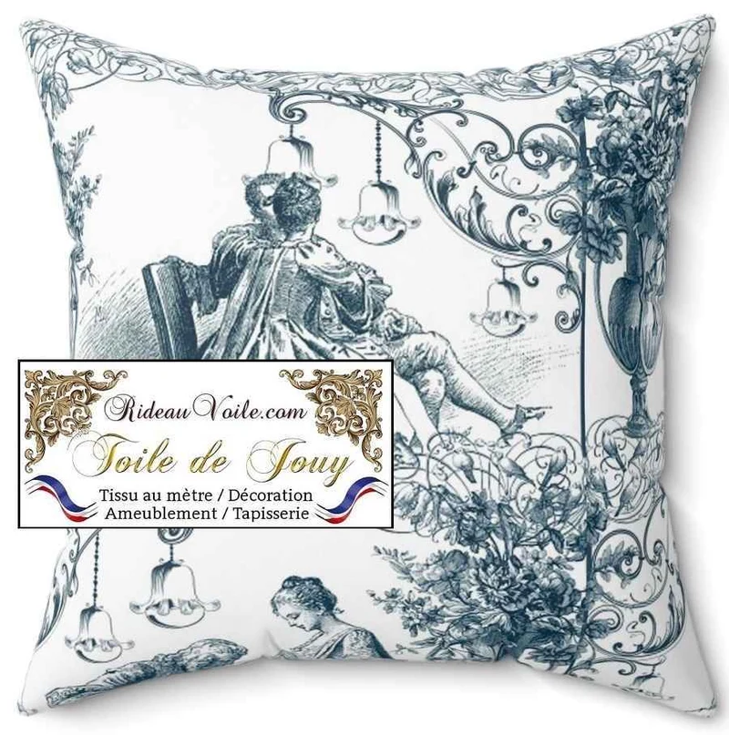 Tissu ameublement Toile De Jouy mètre rideau bleu papier peint revêtement mural