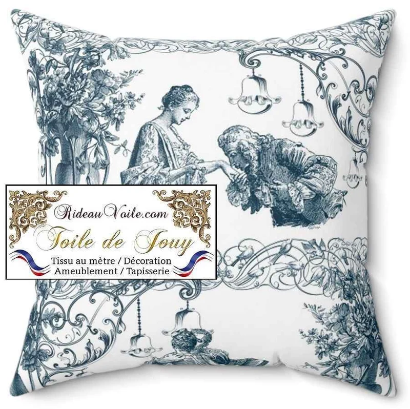 Tissu ameublement Toile De Jouy mètre rideau bleu papier peint revêtement mural
