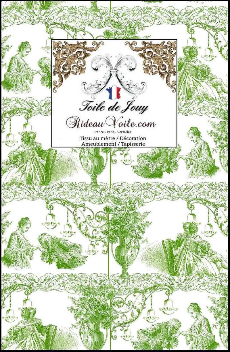 Tissu ameublement Toile De Jouy mètre rideau vert papier peint revêtement mural