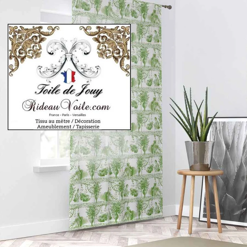 Tissu ameublement Toile De Jouy mètre rideau vert papier peint revêtement mural