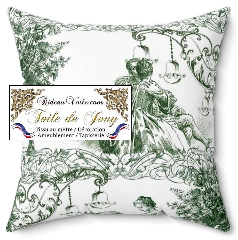 Tissu Toile De Jouy occultant ignifuge vert Exception Ameublement d'exception