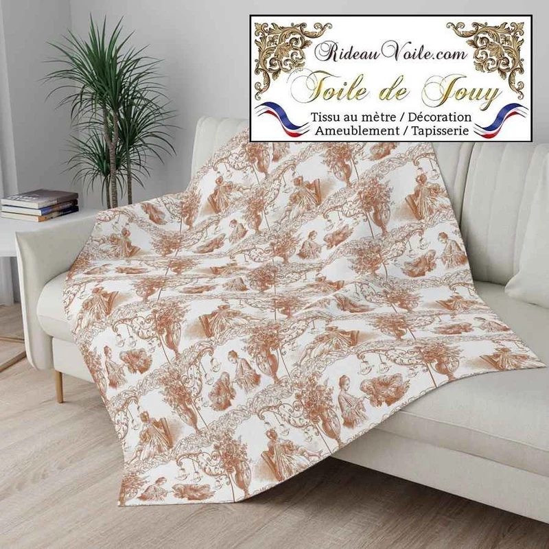 Tissu Toile De Jouy Pastorale ignifuge mètre rideau décoration d'intérieur tapisserie
