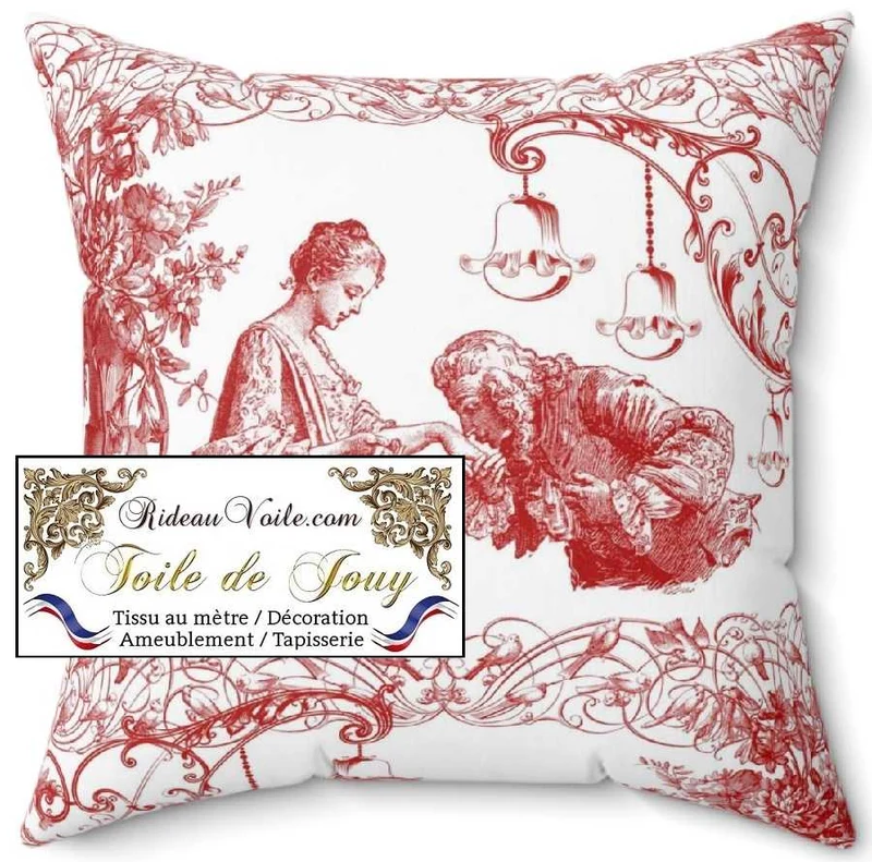 Tissu d'éditeur ameublement archive imprimé toile de Jouy rouge mètre rideau