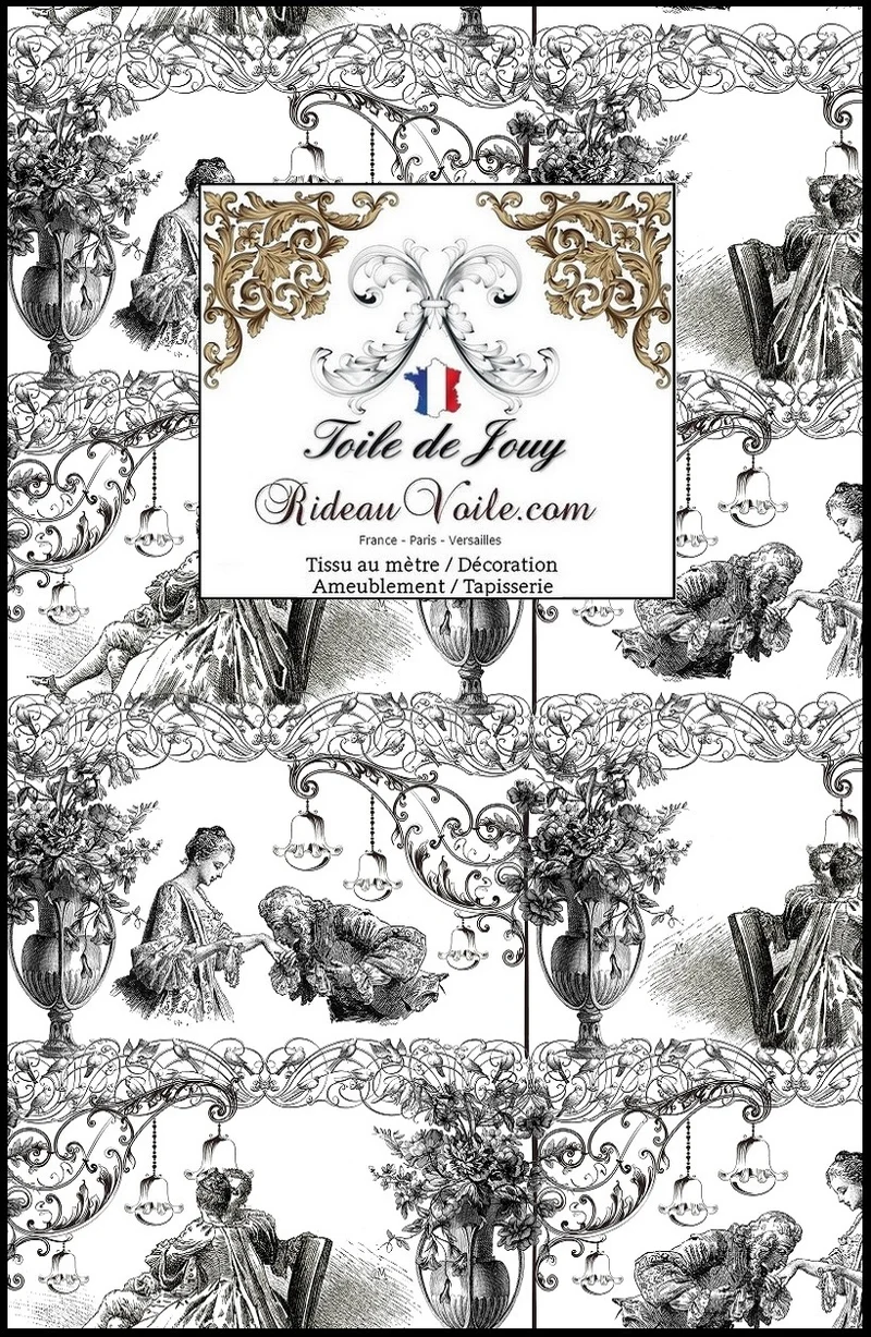 Éditeur textile d'ameublement tissu ancien toile de Jouy vintage mètre rideau